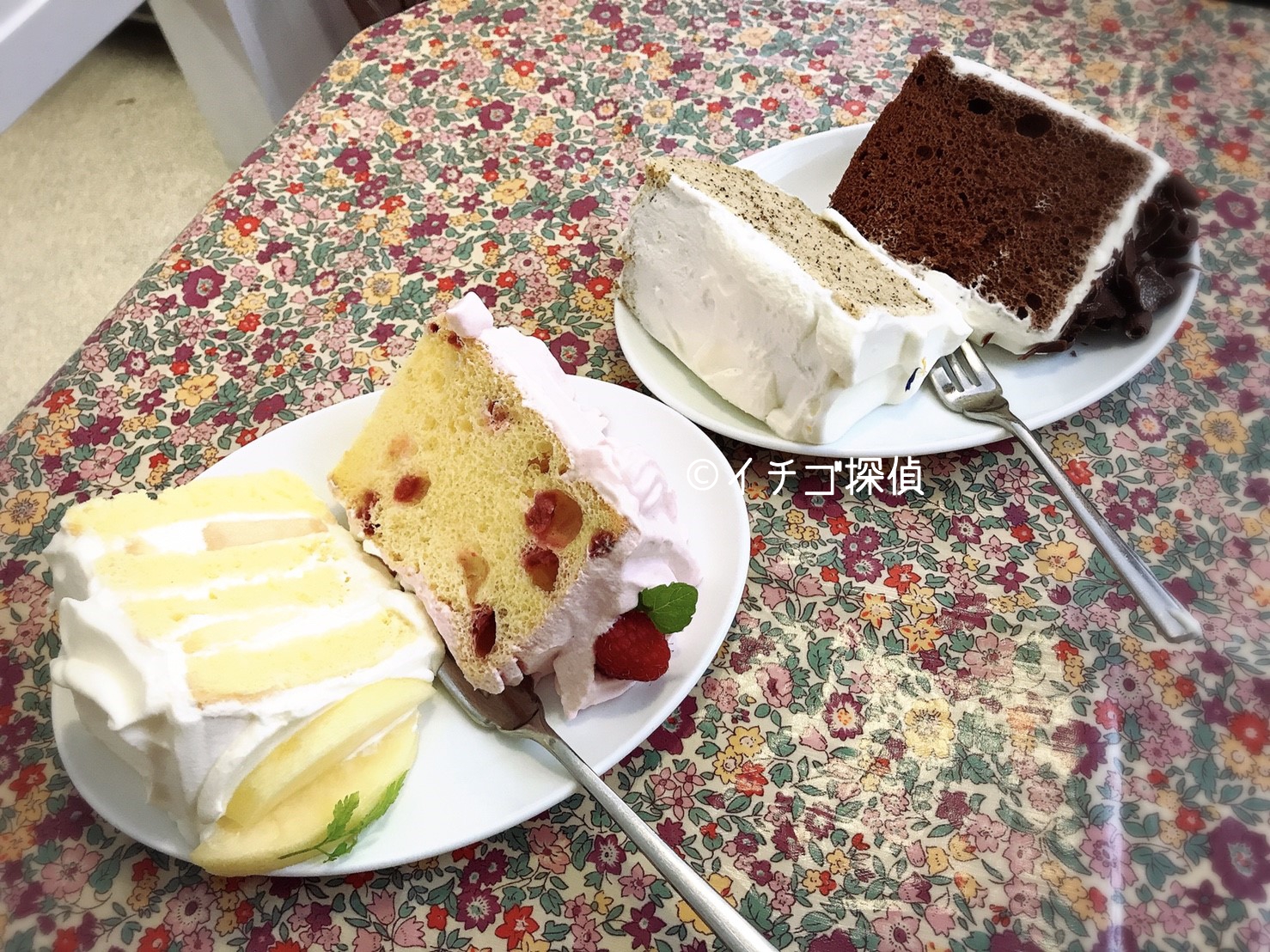イチゴ探偵｜池袋のシフォンケーキ専門店「ラ・ファミーユ」でもものケーキとキュートなピンクのフランボワーズシフォン！