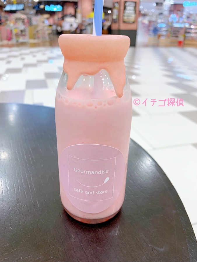 【グルマンディーズカフェ】ミルクボトルドリンク「いちごミルク」を実食！