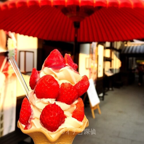 熊本 城彩苑内「TENTE」でオニ盛りいちごソフトクリーム！メロン半玉ソフトクリームも！